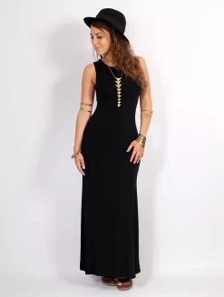 Robe Longue "Nayantara", Noir -Boutique De Jupes robe longue nayantara noir p image 340806 grande