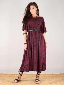 Robe Longue Oversize Imprimée "Eorynn Africa", Bordeaux -Boutique De Jupes robe longue oversize imprimee eorynn africa bordeaux p image 332063 grande
