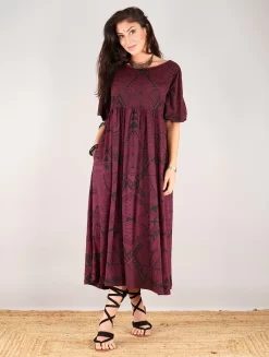 Robe Longue Oversize Imprimée "Eorynn Africa", Bordeaux -Boutique De Jupes robe longue oversize imprimee eorynn africa bordeaux p image 332064 grande