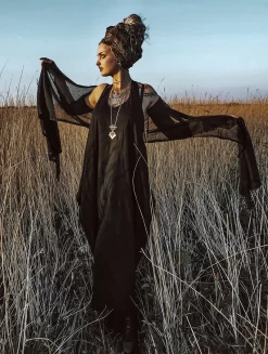 Robe Longue Sans Manches "Noéa", Noir