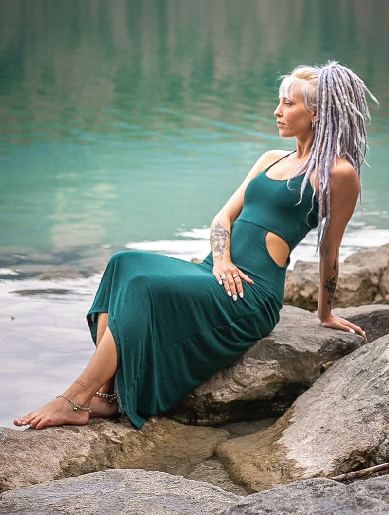 Robe Longue "Sheherazade", Vert Canard 2 Robe Longue "Sheherazade", Vert Canard – Image 2