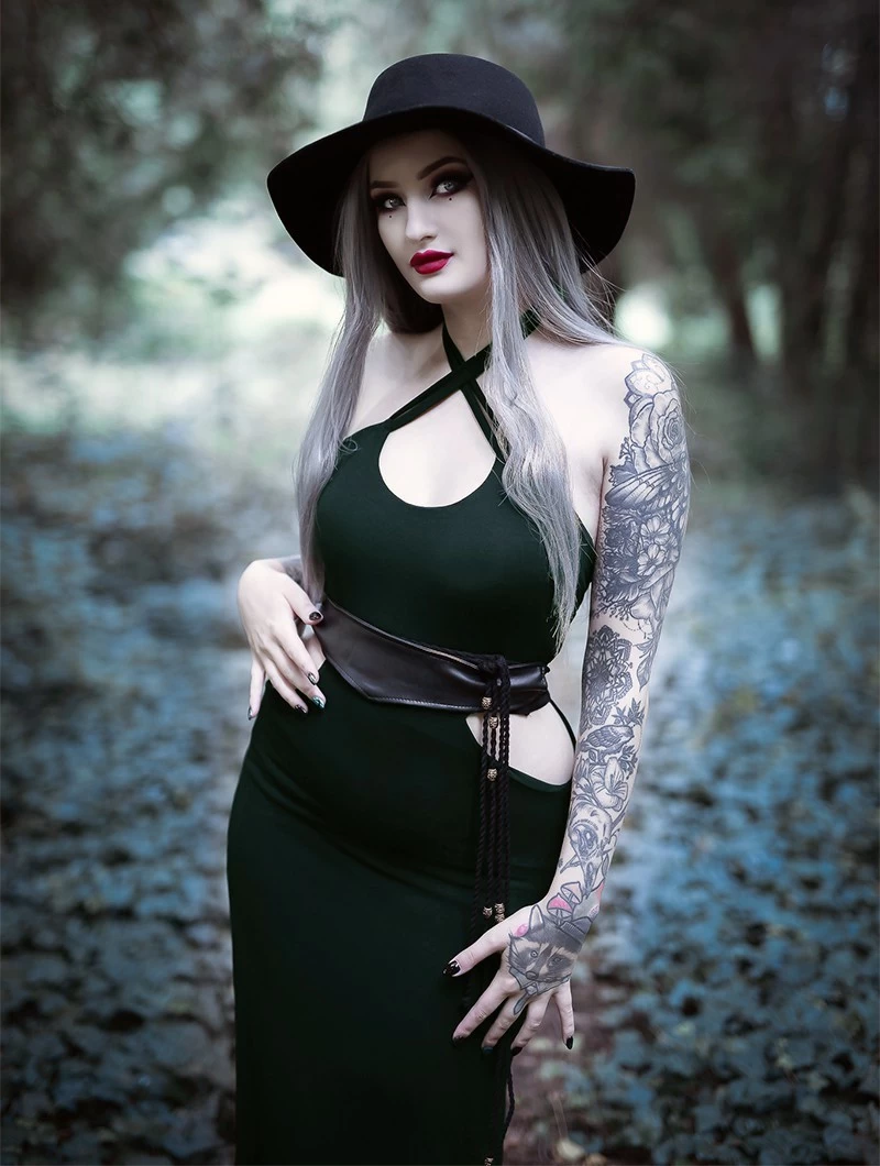 Robe Longue "Sheherazade", Vert Canard 8 Robe Longue "Sheherazade", Vert Canard – Image 8