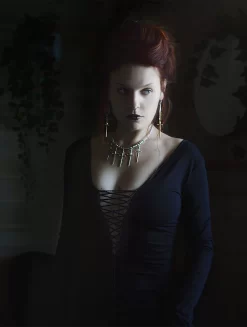 Robe Longue Fendue à Laçage "Valkyrie", Noir -Boutique De Jupes robe longue valkyrie noir p image 330677 grande