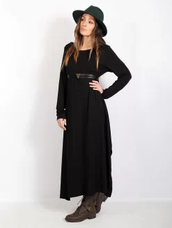 Robe Pull Longue "Wasilah", Noir