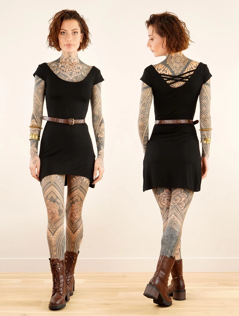 Robe Manches Courtes "Layläa", Noir 1 Robe Manches Courtes "Layläa", Noir