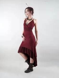 Robe Mi Longue "Nuria", Bordeaux