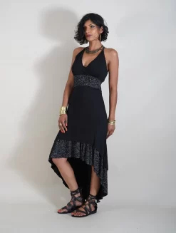 Robe Mi Longue "Nuria", Noir