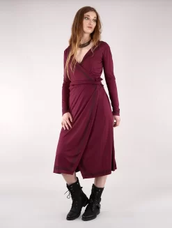 2en1 Gilet/Robe Midi à Manches Longues "Irwaen Indie", Bordeaux -Boutique De Jupes robe midi a manches longues irwaen indie bordeaux p image 326738 grande