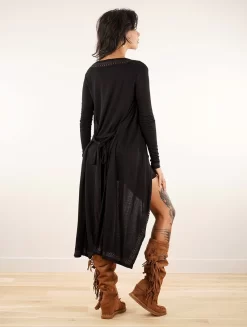 2en1 Gilet/Robe Midi à Manches Longues "Irwaen Indie", Noir -Boutique De Jupes robe midi a manches longues irwaen indie noir p image 342448 grande