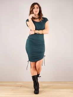 Robe Midi "Chantik", Bleu Pétrole -Boutique De Jupes robe midi chantik bleu petrole p image 335812 grande