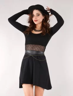 Robe Patineuse Avec Crochet "Nymphea", Noir