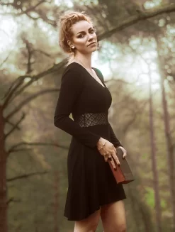 Robe Patineuse Avec Crochet "Nymphea", Noir -Boutique De Jupes robe patineuse avec crochet nymphea noir p image 333356 grande