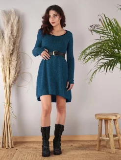 Robe Pull "Bohemian", Bleu Pétrole