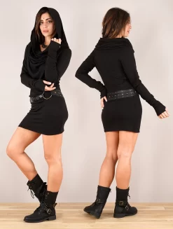 Robe Pull Col Bénitier "Kali", Noir -Boutique De Jupes robe pull col benitier kali noir p image 345165 grande