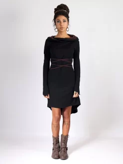Boutique De Jupes -Boutique De Jupes robe pull kaliska noir et marron p image 346459 grande