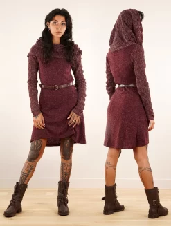 Robe Pull Patineuse à Gros Col Et Manches En Crochet "Nouchka", Bordeaux -Boutique De Jupes robe pull patineuse a gros col et manches en crochet nouchka bordeaux p image 342590 grande