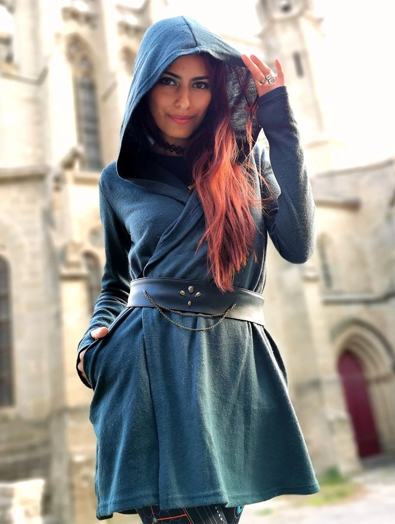 Robe Pull Portefeuille "Dark", Bleu Pétrole Foncé 2 Robe Pull Portefeuille "Dark", Bleu Pétrole Foncé – Image 2