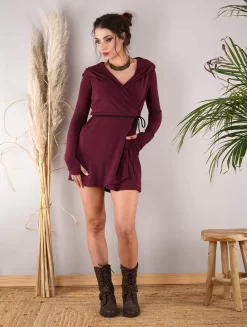 Robe Pull Portefeuille "Dark", Bordeaux -Boutique De Jupes robe pull portefeuille dark bordeaux p image 344798 grande