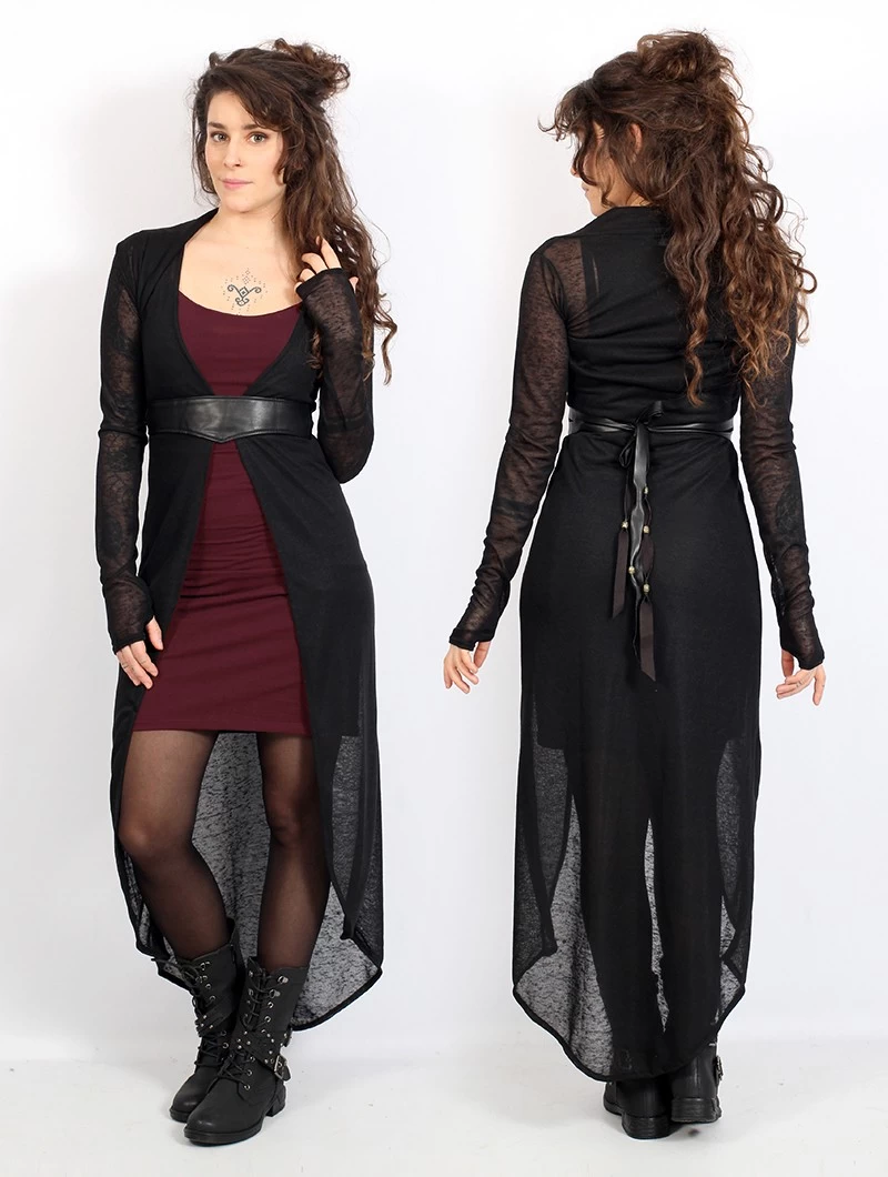 Robe Sans Manches Courte Devant Et Longue Derrière "Marrakech", Bordeaux Et Noir 5 Robe Sans Manches Courte Devant Et Longue Derrière "Marrakech", Bordeaux Et Noir – Image 5