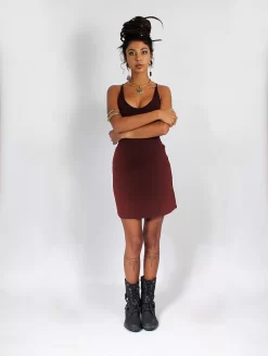 Robe Courte Dos Nu "Sunee", Bordeaux -Boutique De Jupes robe sunee bordeaux p image 323794 grande