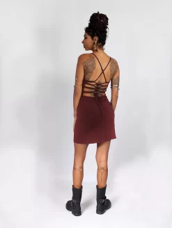 Robe Courte Dos Nu "Sunee", Bordeaux -Boutique De Jupes robe sunee bordeaux p image 323795 grande