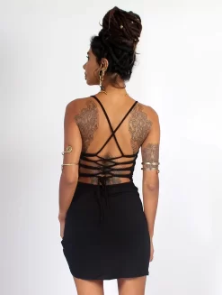 Robe Courte Dos Nu "Sunee", Noir -Boutique De Jupes robe sunee noire p image 340007 grande