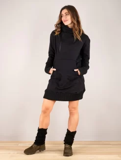 Robe Sweat à Gros Col "Suyana", Noir -Boutique De Jupes robe sweat a gros col suyana noir p image 336035 grande