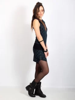 Robe Tunique Imprimée "Kokeshi Drop", Bleu Pétrole -Boutique De Jupes robe tunique imprimee kokeshi drop bleu petrole p image 339780 grande