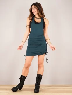 Robe Sans Manches Dos Nageur "Ubud", Bleu Pétrole -Boutique De Jupes robe ubud bleu petrole p image 335808 grande