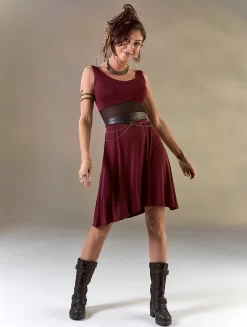 Robe Courte Sans Manches "Wakäa", Bordeaux