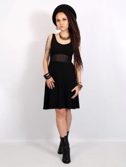 Robe Courte Sans Manches "Wakäa", Noir