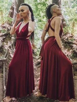 Robe Longue Infinity "Wakiza", Bordeaux -Boutique De Jupes robe wakiza bordeaux p image 330770 grande