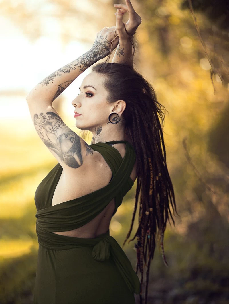 Robe Longue Infinity "Wakiza", Vert Kaki 7 Robe Longue Infinity "Wakiza", Vert Kaki – Image 7